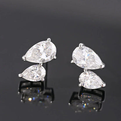 pass test 3CTTW Pear Cut All Moissanite Stud Earrings for Women Sparkling Diamond Wedding Jewelry 925 Sterling Silver