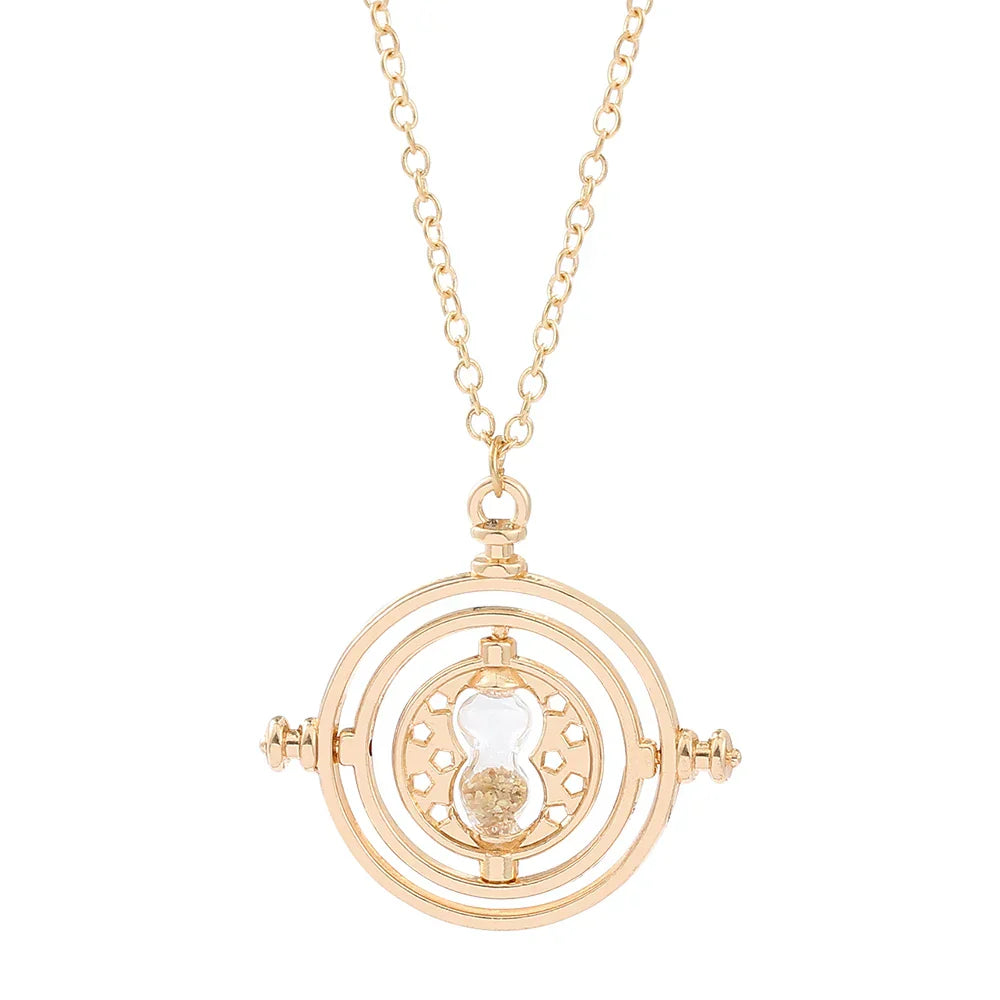 New Harried Time Necklace Timer Hourglass 360 Rotatable Potters Cosplay Props Astronomical Time Converter Magic School Fans Gift