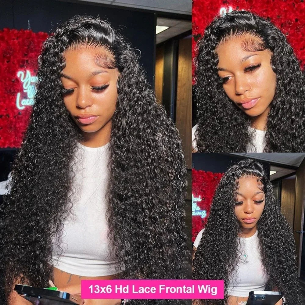 250 Density Deep Wave Lace Front Wig 13x6 Hd Lace Frontal Wig 13x4 Curly Human Hair Wigs For Women 360 Pre Plucked Lace Wig
