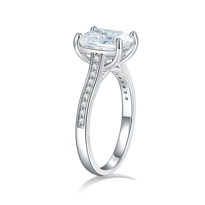 3ct Cushion Cut Full Moissanite Wedding Band Ring 925 Sterling Silver with Gold Plated Eternity Band Engagement Rings
