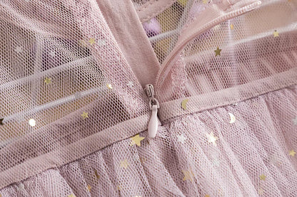 Summer Sweet and Cute Children's Clothing Sequin Decoration Mesh Cake Dress Birthday Party Girls' Dress New Year