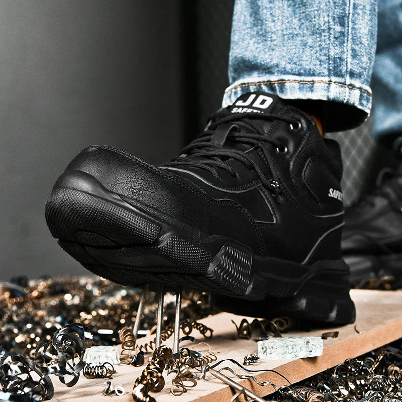 Man Safety Shoes Puncture-Proof Work Sneaker Waterproof Work Shoes Steel Toe Shoes Safety Boots Indestructible Shoes Lightweight