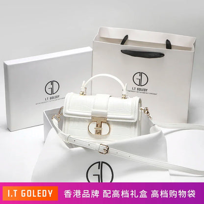 Luxury Designer Bags with High Quality Alligator Printing Leather and Delicate Metal Design Women's Portable Shoulder Bag