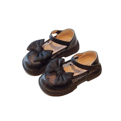 Size 23-35 Children Flat Shoes Lace Girls Princess Shoes with Bow Spring Autumn Summer Wedding Small Leather Shoes