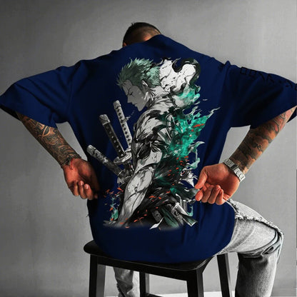 One Piece Zoro Anime Men's Short Sleeve T-shirt New Summer Cotton Streetwear Casual Top Graphic Tee Oversized Y2k Clothes Unisex