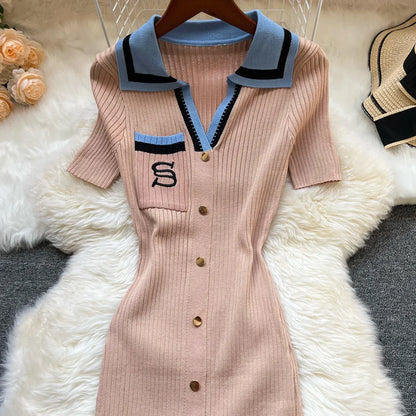 Fashion Summer Knitted Dress Women 2025 New Y2K Embroidery Long Bodycon Sweater Dress Streetwear Lady Vestidos