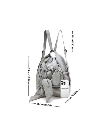 Women Bag Nylon High-Capacity Fashion Casual Backpack Bow Drawstring Shoulder Bag Handbag All-match