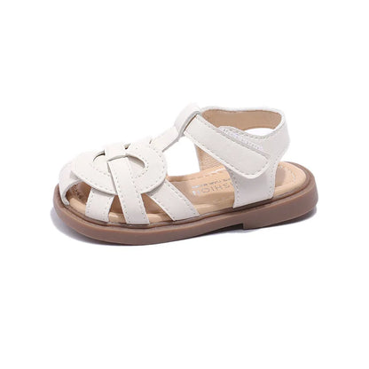Girls Roman Shoes Children Solid Color Classic Retro Style Student Uniform Shoes Kids Fashion Girl Toes Wrapped Sandals I03284