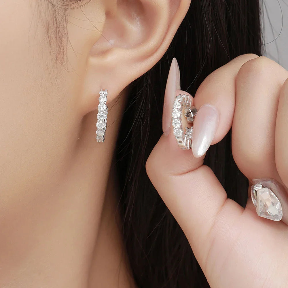 D VVS1 Moissanite Earring 925 Sterling Silver Plated 18k White Gold Fine Jewelry with GRA Wedding Earrings for Women