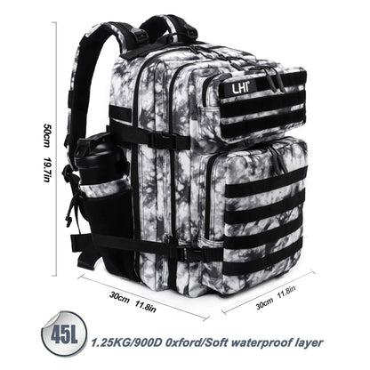 45L Tactical Backpack for Men and Women Large Athlete Gym Bag Outdoor Sports Hiking Survival Rucksack with Bottle Holder