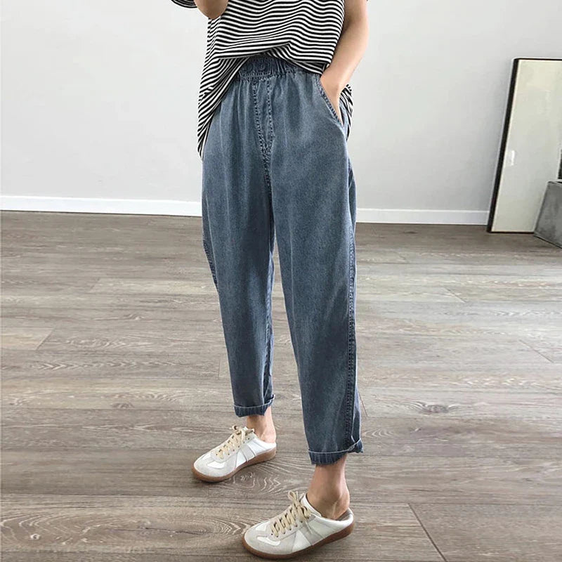 Woman Casual Loose Baggy Denim Harem Pants