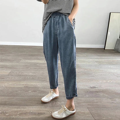 Woman Casual Loose Baggy Denim Harem Pants
