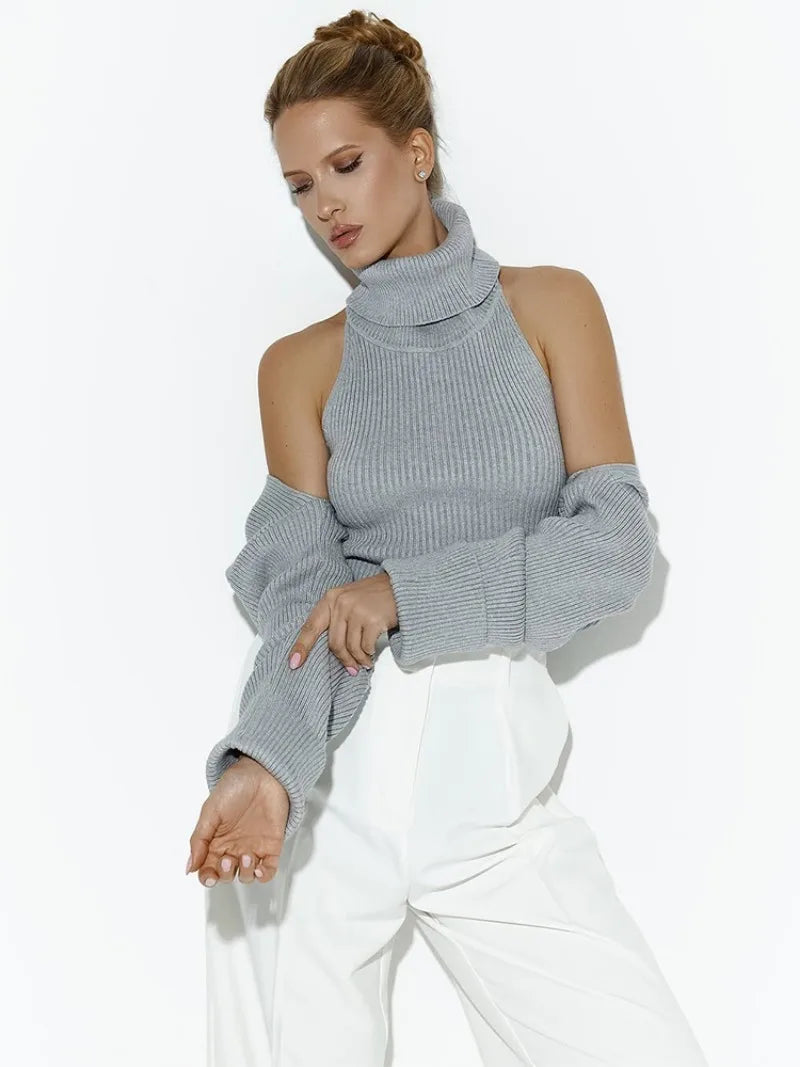 Trendix Hollow Out Sweater Sets For Women 2025 Fall New Long Sleeve Knitwear Shawl Suits Sexy Backless Knit Tank Top 2 Piece Set