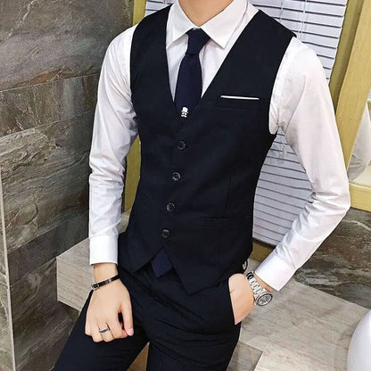 Men's Wedding Suit Three-Piece Set Brother's Match Groomsmen Formal Wear Business Casual Polyester Fiber Flat Collar Slit