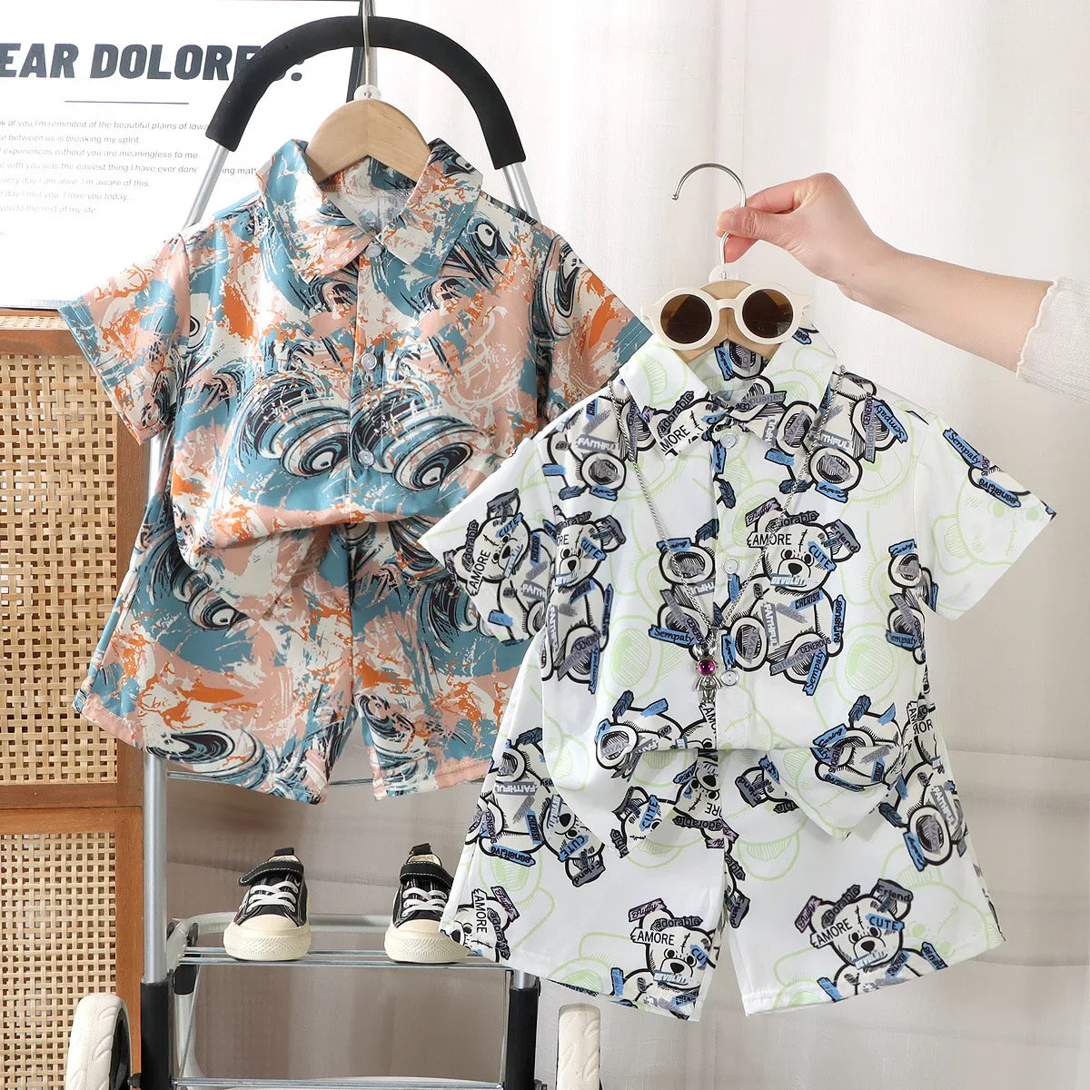 0-8Y Kids Baby Boy Clothes Summer Floral Print Sets 2Pcs Short Sleeve Shirt+Shorts Child Boy Beach Wear Casual Outfits