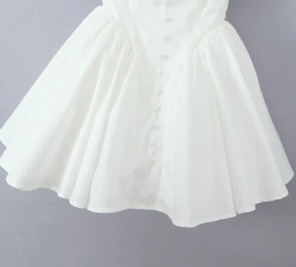 White Sexy Party Dresses 2024 New Arrivals V Neck Cape Sleeve Dress Mini Casual Birthday Fluffy Skirt Dress