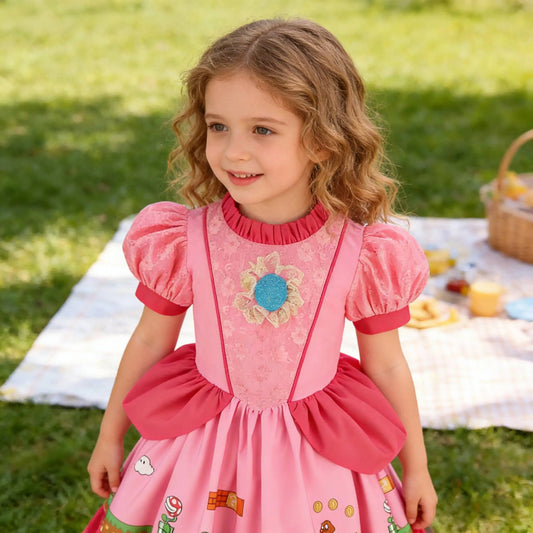 Summer Girls Princess Dress Vedio Game Movie 2026 New Girl Peach Dressup Ball Gown birthday Costume Kid Cute Clothing 2-10Y