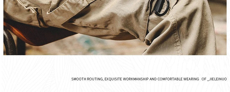Autumn Men's Cargo Pants New Multi-Pocket Tactical Casual Pants Straight Leg Fashion Tactical Trousers Elastic Waist Cargo Pants