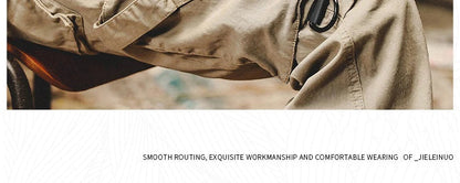 Autumn Men's Cargo Pants New Multi-Pocket Tactical Casual Pants Straight Leg Fashion Tactical Trousers Elastic Waist Cargo Pants