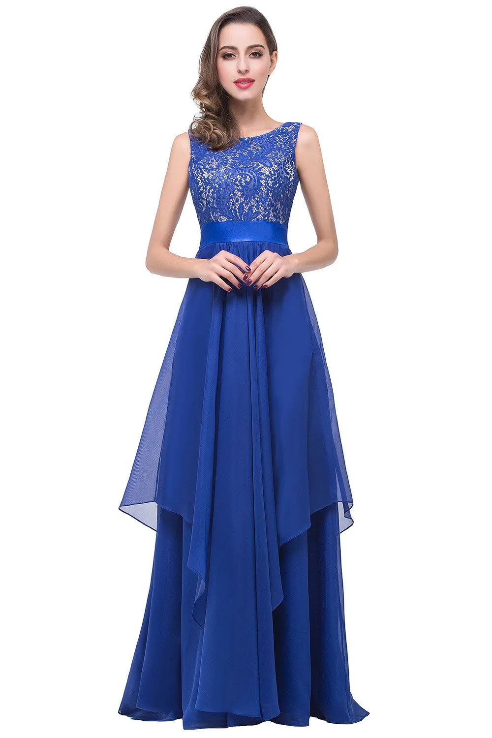 Chiffon Lace Long Prom Dresses Female Black Evening Party Gowns With Sashes Burgundy Vestido de Festa Longo Sleeveless Layers