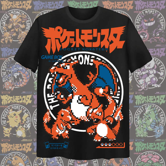 Charizard pixel style Graphic Unisex Tshirt，high quality 100%cotton O-neck Y2k Harajuku summer Men fashion Shirt