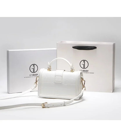 Luxury Designer Bags with High Quality Alligator Printing Leather and Delicate Metal Design Women's Portable Shoulder Bag