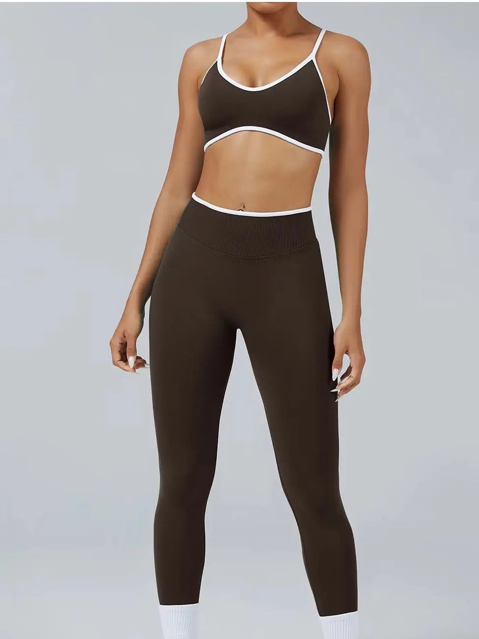 Women's Color Block Yoga Set Sports Bra & High Waisted Shorts Butt Lifting Tummy Control Workout Gym Fitness Running Activewear