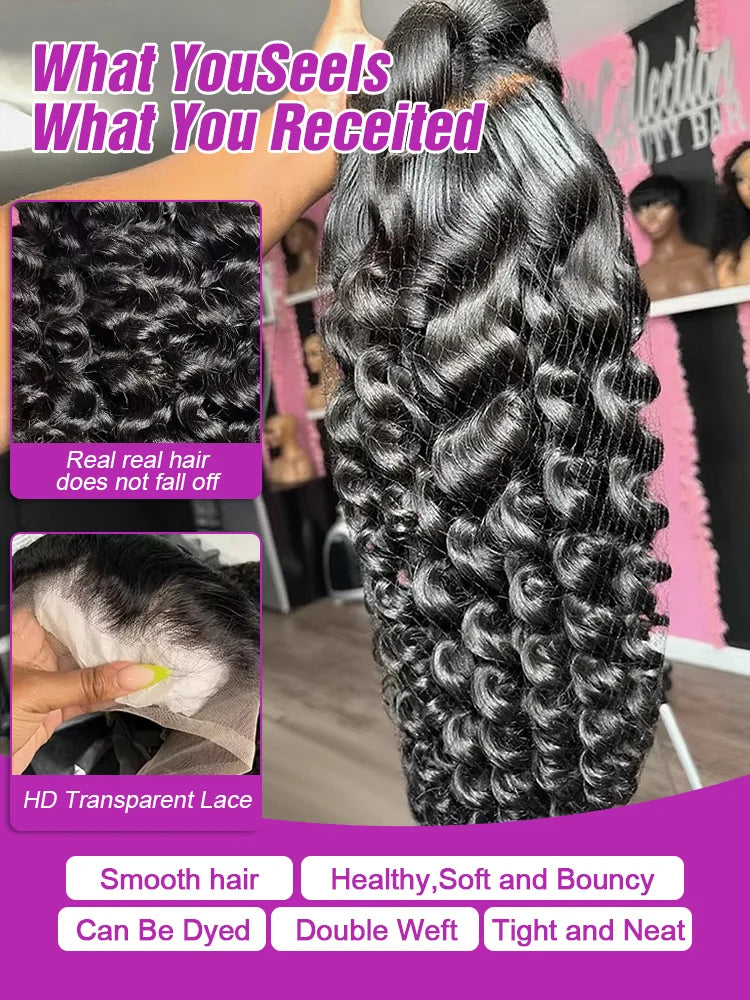 Loose Wave 13x6 HD Lace Frontal Wigs Loose Waves Wig Human Hair Brazilian Loose Deep Wave Curly Wigs Human Hair For Women