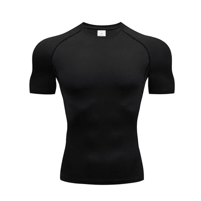 Jogging Breathable Compression Sportswear Summer Men's Training Two-piece Tight T-shirt Fitness Shorts Gym Workout Set RL0008