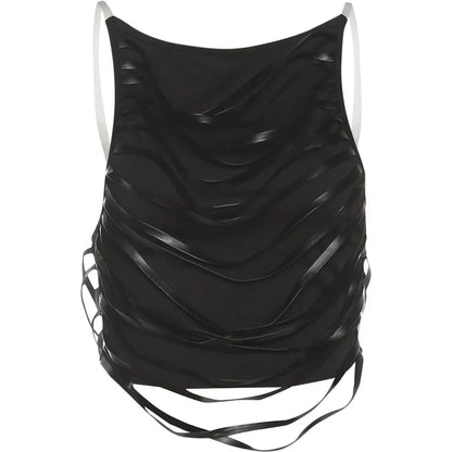 Swing Strip Decoration Vest Women Patchwork Backless Skinny Sexy Midnight Street Summer Trend Wild Party Hottie Mini Tops