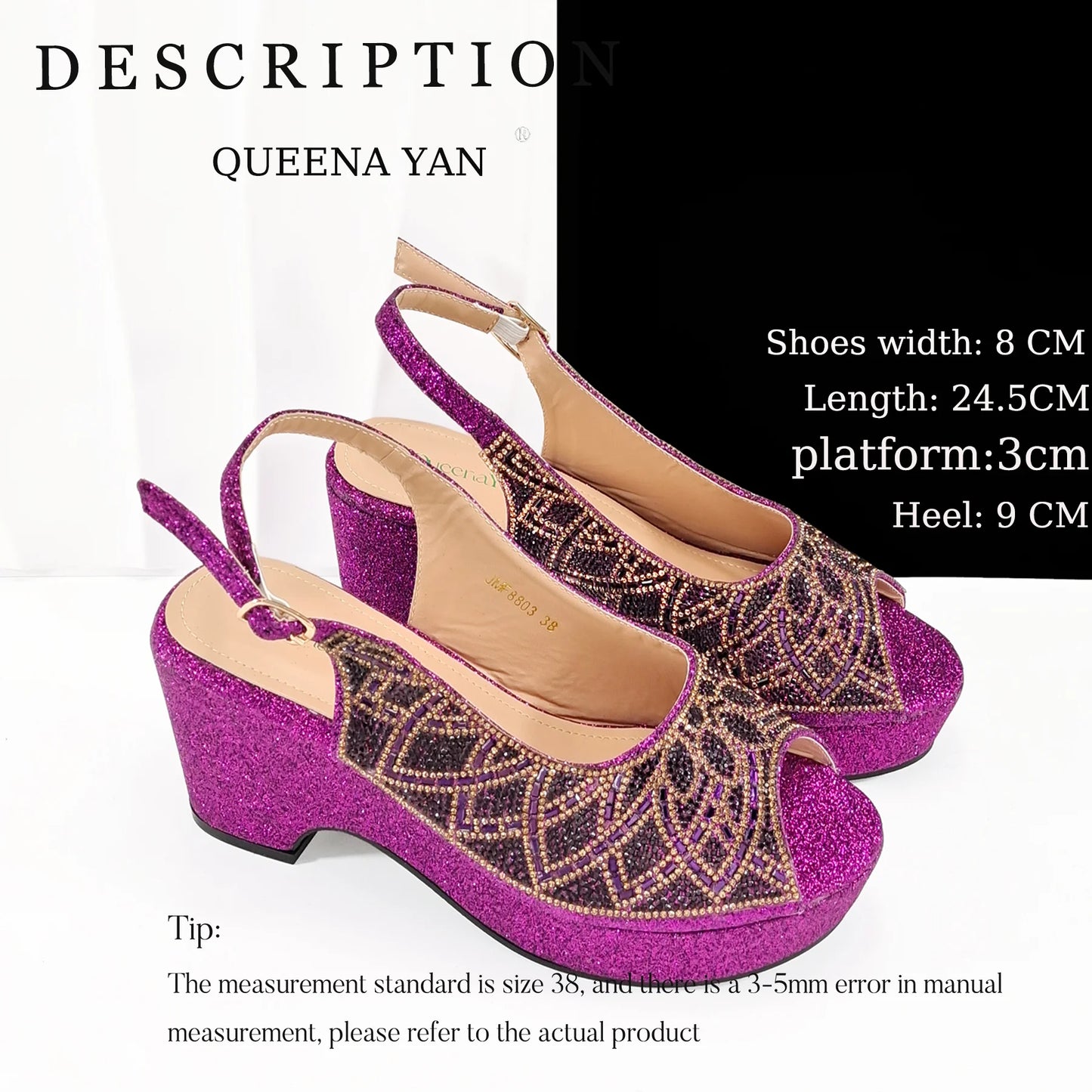Sky Blue Elegant Nigerian Rhinestone Wedding Shoe and Bag Set Italian Inspired High Heels and Matching Handbag