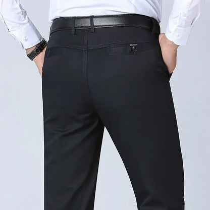 Men's 100% Cotton Autumn Thick Summer Thin Trousers Fashion Cargo Pants Smart Casual Solid Khaki Gray Brand Suit Pant GOZBKF