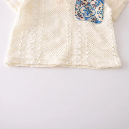 Children Summer Fashion Baby Boy Clothes Kids Collar Hollow Out Polo T Shirt+ Flower Shorts 2pc/Set Toddler Girls Casual Outfits