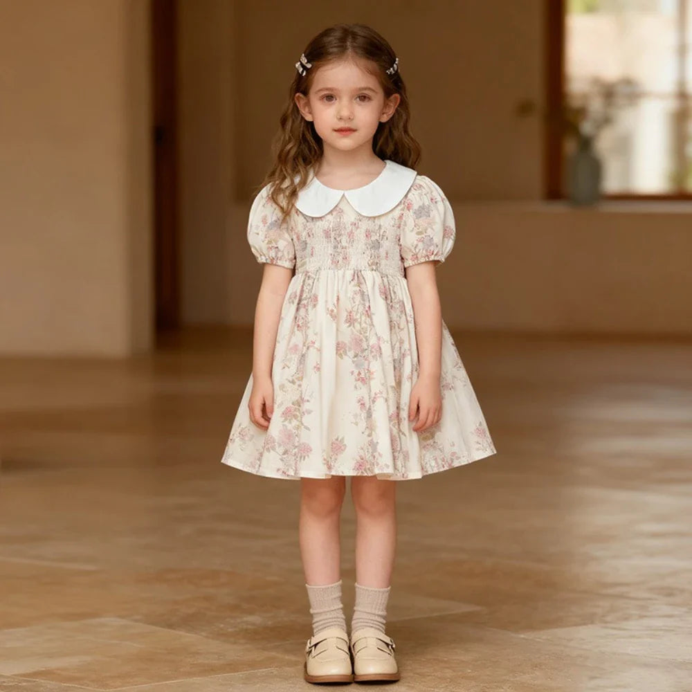 Sweet Princess Dress European and American Style Summer New Flower Printed Children's Clothing Girls Dresses