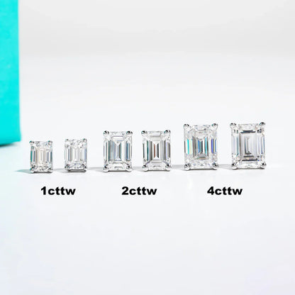 10k Gold 4/2/1ct Emerald Moissanite Stud Earrings 10K Gold Post Anti-allergy Eearrings For Women Jewelry Wholesale