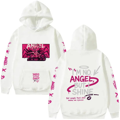 Angel Dust Hoodie Hazbin Hotel Graphic Anime Pullovers Fleece Warm Demoncore Streetwear Cute Edgy Oversized Y2k Male Clothing