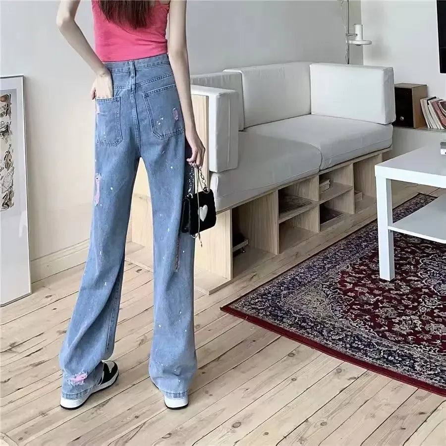 High-waisted Slimming Jeans Women's Loose-fit Draped Trousers