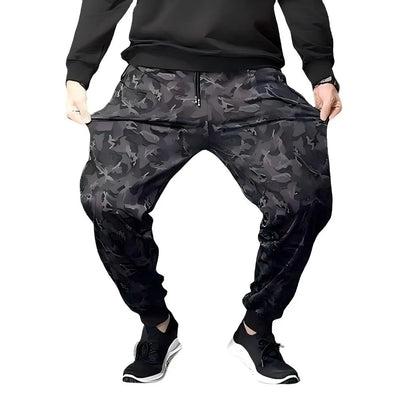2025 new Running Sweatpants Men Camouflage Elasticity Cargo Pants Drawstring Multi Pockets Bottoms Casual Jogger Trousers M-5XL