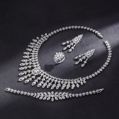 2024 Hot selling 4-piece Bride Wedding Jewelry Set with Cubic Zirconia Dubai Luxury Jewelry Set