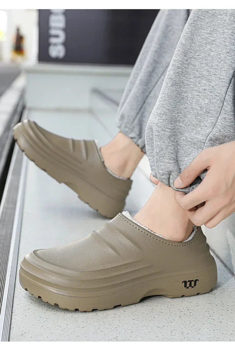 Waterproof Cotton Chef Shoes For Men Anti-Slip Work Footwear Warm Comfortable Kitchen Specialized Shoes With EVA Outsole