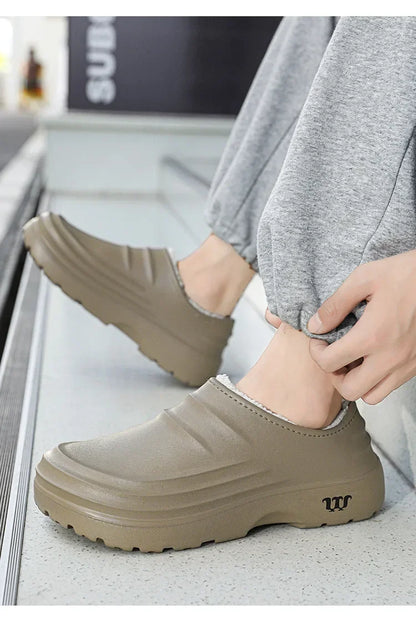 Waterproof Cotton Chef Shoes For Men Anti-Slip Work Footwear Warm Comfortable Kitchen Specialized Shoes With EVA Outsole