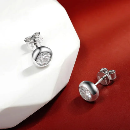 0.3/0.5 Carat Round Moissanite Diamond Stud Earrings For Women S925 Sterling Silver Pendientes Wedding Party Fine Jewelry
