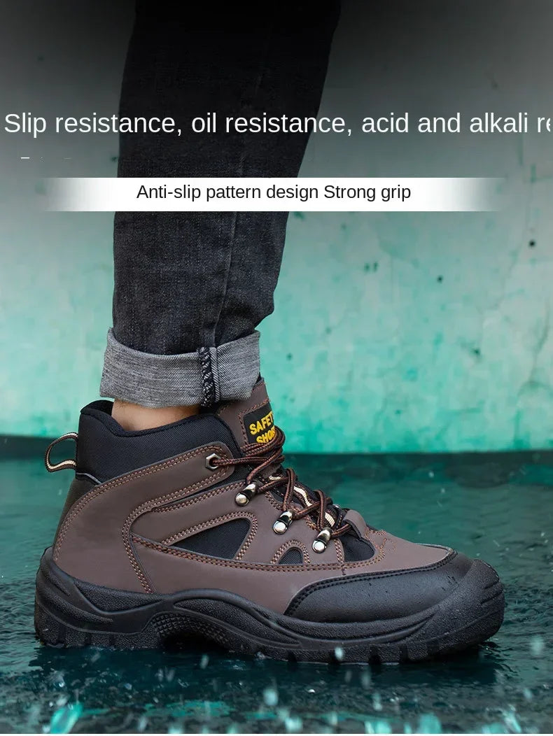 Lightweight Men's Safety Work Boots Anti-Puncture Steel Toe Cap Non-Slip Indestructible Work Sneakers Male Botas