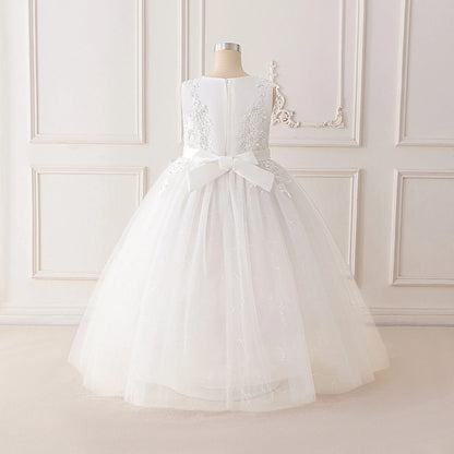Summer Flower Baptism Bridesmaids Girls Dress Tulle Wedding Birthday Princess Party Dress Girls Graduation Evening Kids Clothing