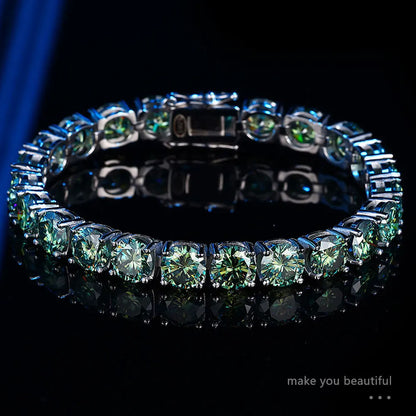 D VVS Original Green Moissanite Tennis Bracelets for Women Men Lab Diamond with GRA Wedding Jewelry 925 Sliver Bracelet