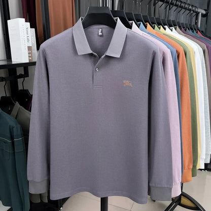 100% cotton long sleeve polo shirt spring and autumn fashion casual luxury brand exquisite embroidery lapel T-shirt new men wear
