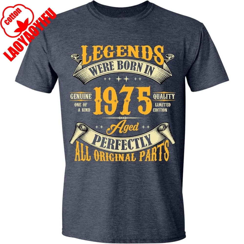 ‌1975 Vintage Birthday Shirt 50th Year Legend Born Graphic Cotton Tee for Men Soft Funny Retro Gift Idea Dad Husband Uncle Shirt