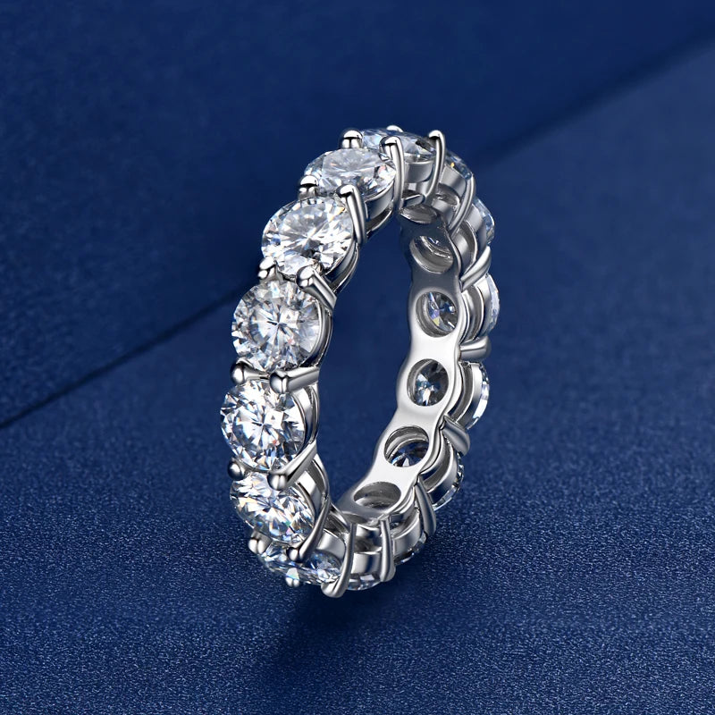 Personalized Moissanite Full Eternity Bands 925 Sterling Silver Ring For Women Girl Fine Jewelry 5mm 3mm D Moissanite Ring