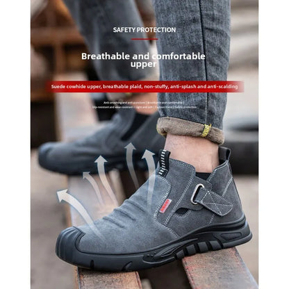 Labor protection shoes with steel toe caps, anti smashing and anti stabbing welding shoes, anti slip and wear-resistant shoes