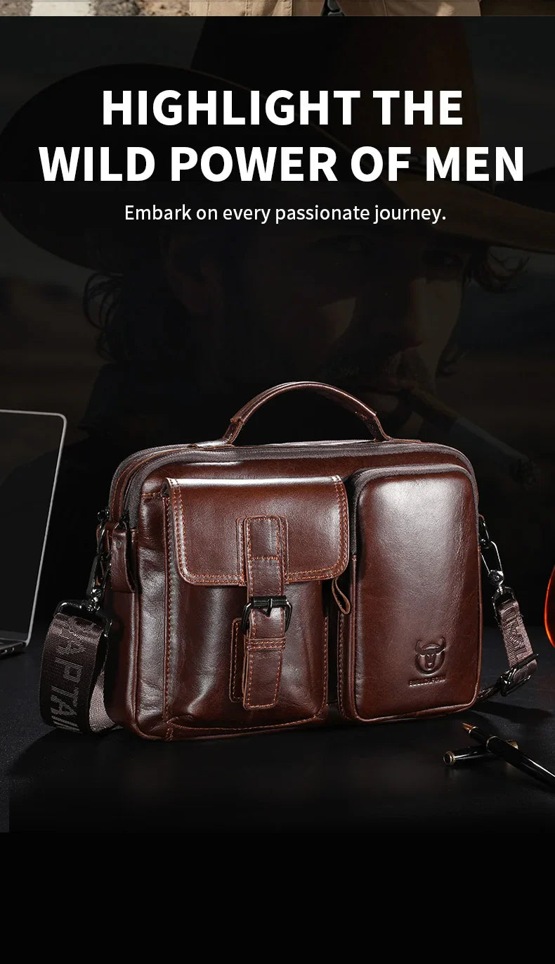 New Genuine Leather Men Crossbody Bag Male Briefcase Messenger Bag Casual Business Briefcase Style Men Shoulder Bag